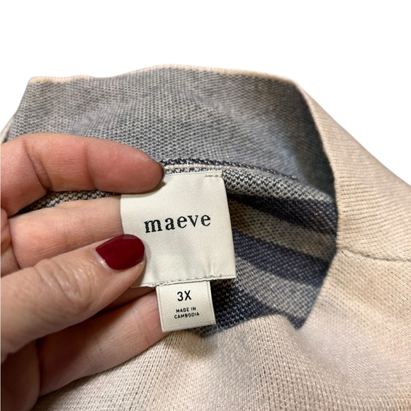 Anthropologie Maeve Carys mock neck pink red striped sweater size 3X long sleeve - Picture 4 of 8